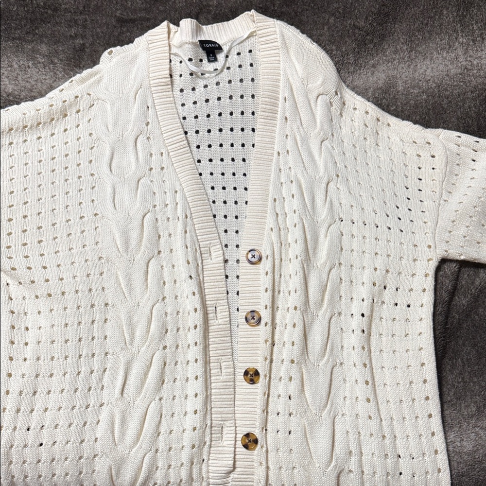 Torrid Ivory Cable Knit Cardigan